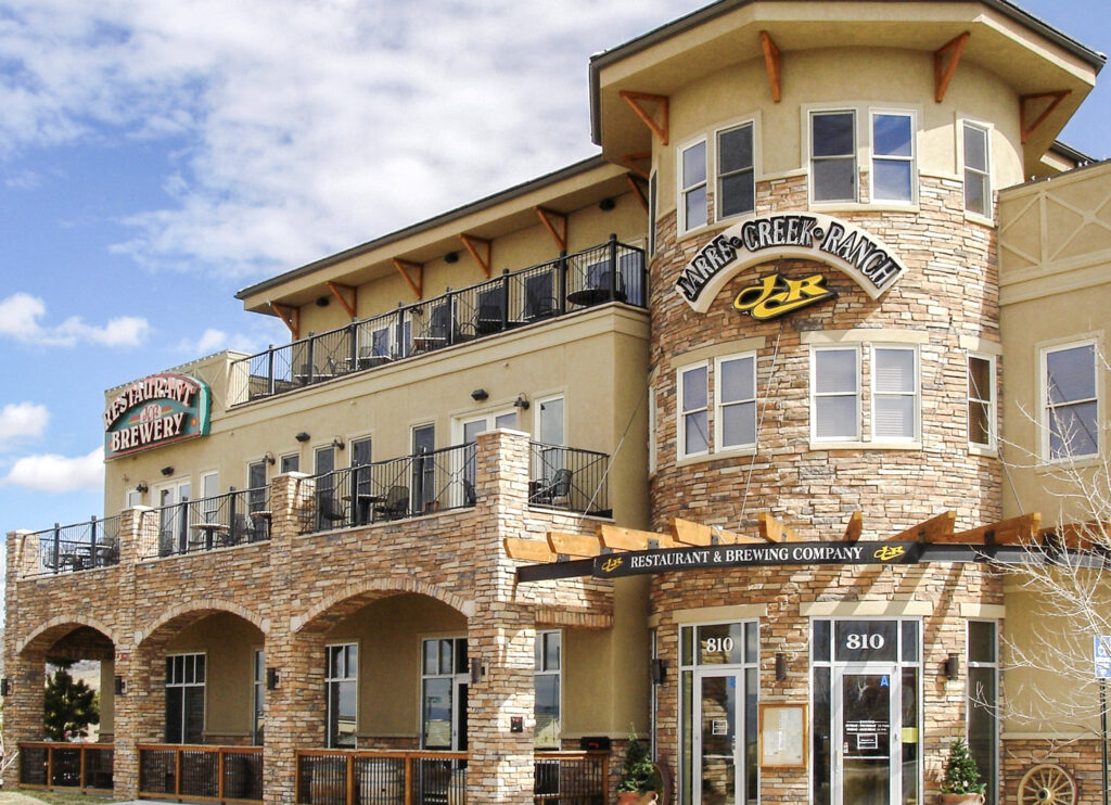 ledge on exterior of restaurant and brewery