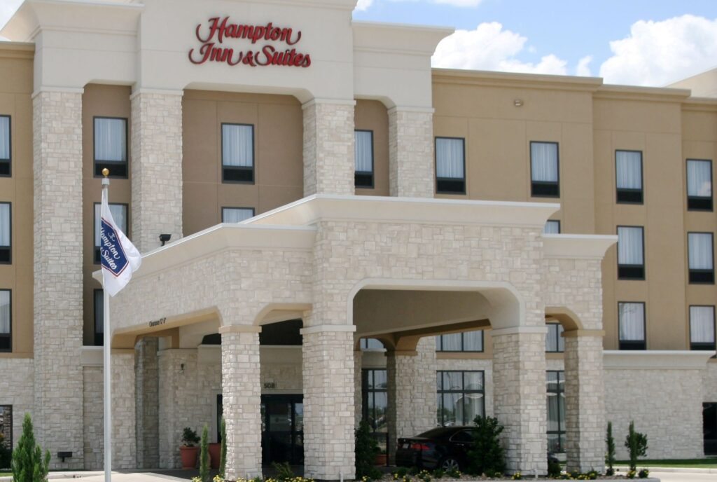 limestone on exterior of hampton inn