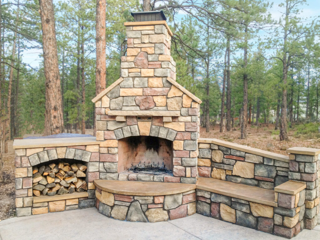 vail valley cobble outdoor fireplace