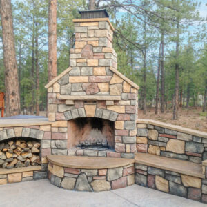 vail valley ledge cobble fieldstone blend on outdoor fireplace