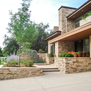 natural cobble on exterior of home