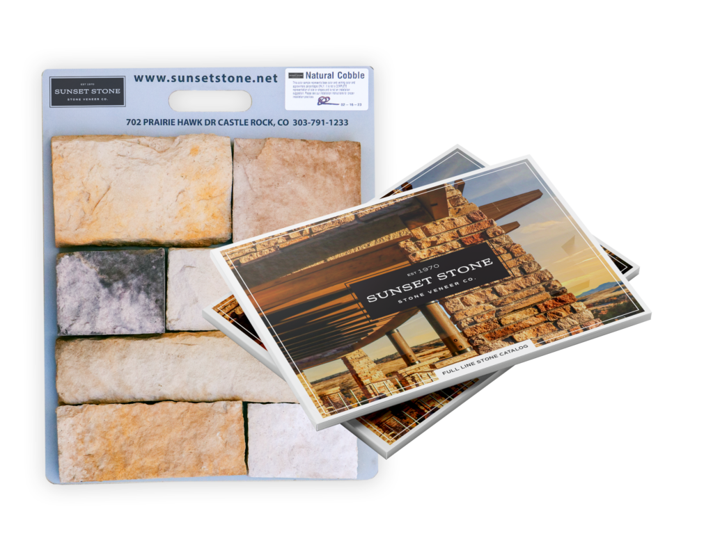 sunset stone brochure and stone swatch board