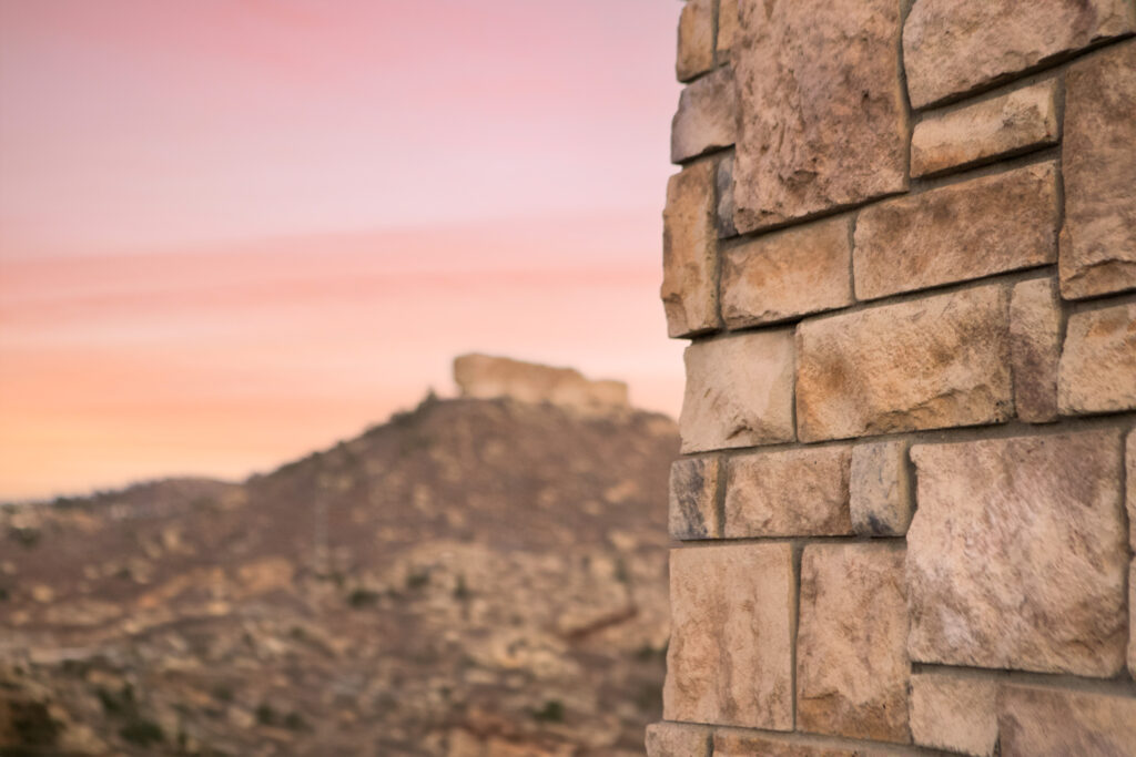 castle rock, colorado, sunset stone headquarters, stone veneer close-up